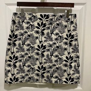 Talbots Tropical Monkey Floral Fun Women’s Skirt Size 10 Petite Cotton Spandex